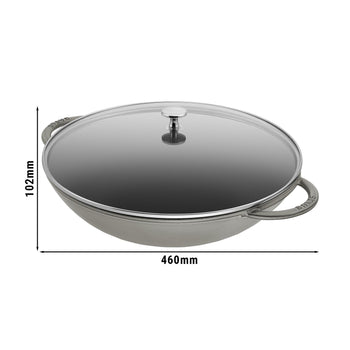 STAUB | SPECIALITIES - Wok ze szklaną pokrywą - Ø 370mm - Żeliwo - Grafitowy szary - Prime Gastro