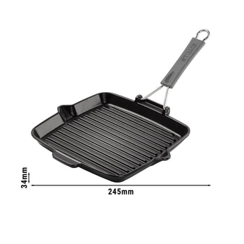 STAUB | PATELNIE GRILLOWE - Patelnia grillowa - 240x240mm - Żeliwo - Czarny - Prime Gastro