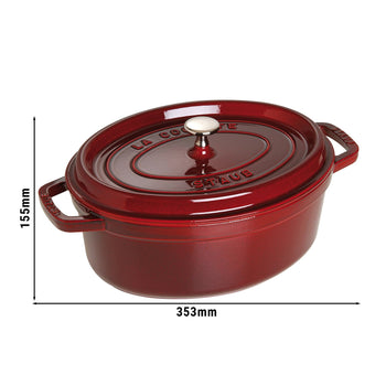 STAUB | LA COCOTTE - Cocotte - owalna - 290mm - Żeliwo - Grenadynowa czerwona - Prime Gastro