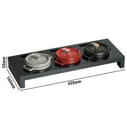 STAUB | SPECIALITIES - Stojak drewniany na 3 mini Cocotte - 420x160mm - Włókno drzewne - Czarny
