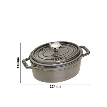 STAUB | LA COCOTTE - Cocotte - owalna - 170mm - żeliwo - kolor grafitowo-szary - Prime Gastro