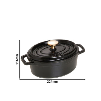 STAUB | LA COCOTTE - Cocotte - owalna - 170mm - Żeliwo - Czarny - Prime Gastro