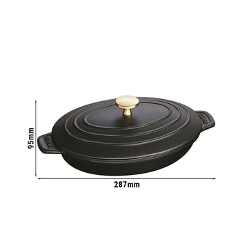 STAUB | SPECIALITIES - Forma do zapiekania z pokrywką - owalna - 230mm - żeliwna - czarna - Prime Gastro