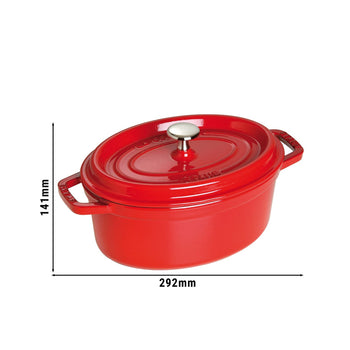 STAUB | LA COCOTTE - Cocotte - owalna - 230 mm - żeliwo - wiśniowa czerwona - Prime Gastro