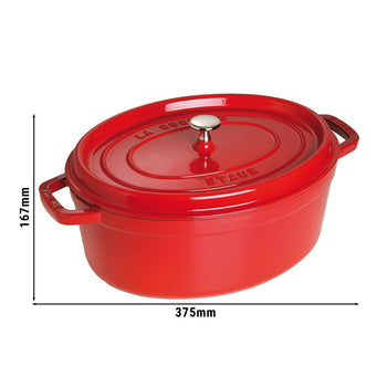 STAUB | LA COCOTTE - Cocotte - owalna - 310mm - żeliwo - wiśniowa czerwona - Prime Gastro