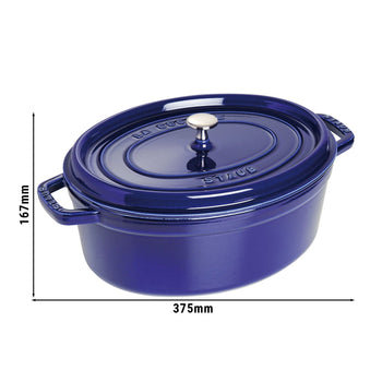 STAUB | LA COCOTTE - Cocotte - owalna - 310mm - Żeliwo - ciemnoniebieska - Prime Gastro