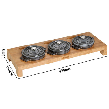 STAUB | SPECIALITIES - Taca do serwowania na 3 mini Cocette - 420x160mm - Bambus - Prime Gastro