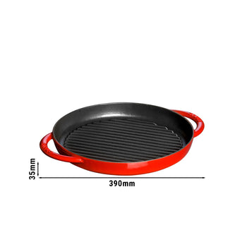 STAUB | PATELNIE GRILLOWE - Pure Grill - Ø 260 mm - Żeliwo - Wiśniowa czerwień - Prime Gastro