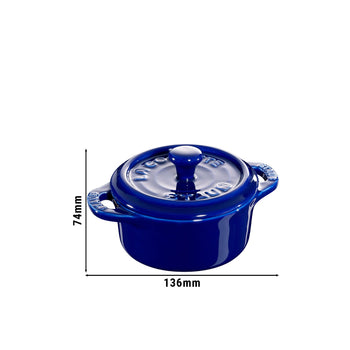 STAUB | CERAMIQUE - Mini Cocotte- Ø 100 mm - okrągła - ceramiczna - ciemnoniebieska - Prime Gastro