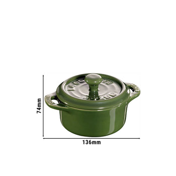 STAUB | CERAMIQUE - Mini Cocotte- Ø 100mm - okrągła - ceramiczna - bazyliowa zieleń - Prime Gastro