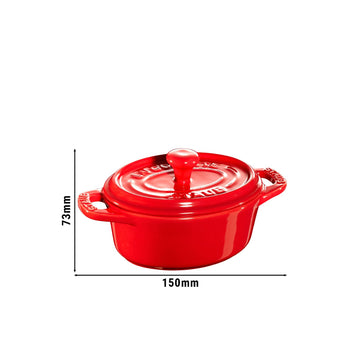 STAUB | CERAMIQUE - Mini Cocotte - Ø 100mm - owalny - ceramiczny - wiśniowa czerwona - Prime Gastro