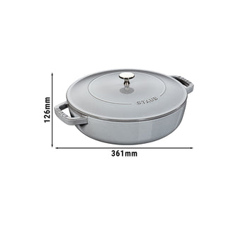 STAUB | BRAISERS - Brytfanna z Chistera Drop-Structure - 280mm - Żeliwna - Grafitowa szara - Prime Gastro