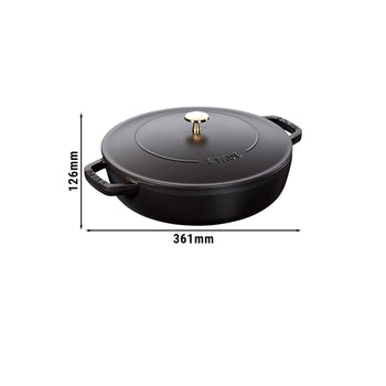 STAUB | BRAISERS - Brytfanna z Chistera Drop-Structure - 280mm - Żeliwna - Czarna - Prime Gastro