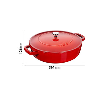 STAUB | BRAISERS - Brytfanna z Chistera Drop-Structure - 280mm - Żeliwna - Wiśniowo-czerwona - Prime Gastro