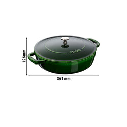 STAUB | BRAISERS - Brytfanna z Chistera Drop - Structure - 280mm - Żeliwna - Bazyliowa zieleń