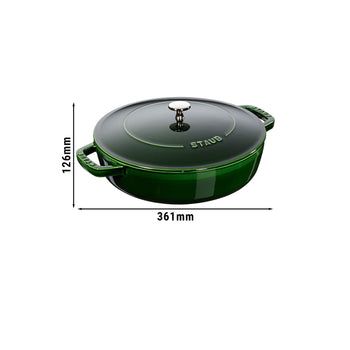 STAUB | BRAISERS - Brytfanna z Chistera Drop-Structure - 280mm - Żeliwna - Bazyliowa zieleń - Prime Gastro