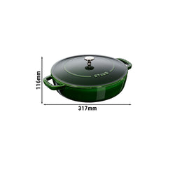 STAUB | BRAISERS - Brytfanna z Chistera Drop - Structure - 240mm - Żeliwna - Bazyliowa zieleń