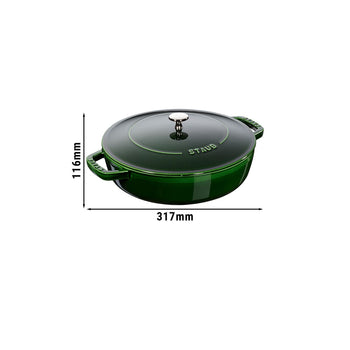 STAUB | BRAISERS - Brytfanna z Chistera Drop-Structure - 240mm - Żeliwna - Bazyliowa zieleń - Prime Gastro