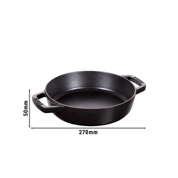 STAUB | PATELNIA - Patelnia do smażenia z 2 uchwytami - Ø 200mm - Żeliwo - Czarny - Prime Gastro