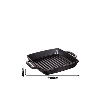STAUB | PATELNIE GRILLOWE - Patelnia grillowa - 230x230mm - Żeliwo - Czarny - Prime Gastro