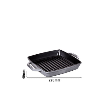 STAUB | PATELNIE GRILLOWE - Patelnia grillowa - 230x230mm - Żeliwo - Grafitowy szary - Prime Gastro