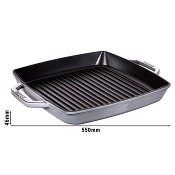 STAUB | PATELNIE GRILLOWE - Patelnia grillowa - 330x330mm - Żeliwo - Grafitowy szary - Prime Gastro