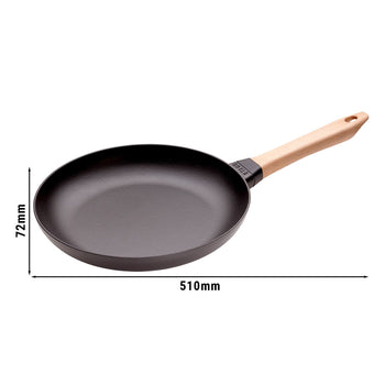 STAUB | PATELNIA - Patelnia do smażenia z drewnianą rączką - Ø 280mm - Żeliwo - Czarny - Prime Gastro