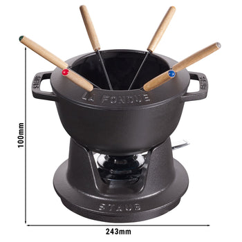 STAUB | SPECIALITIES - Zestaw do fondue - Ø 180mm - Żeliwo - Czarny - Prime Gastro