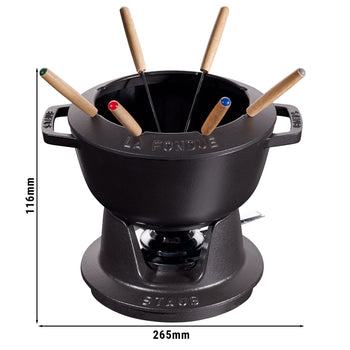 STAUB | SPECIALITIES - Zestaw do fondue - Ø 200mm - Żeliwo - Czarny - Prime Gastro
