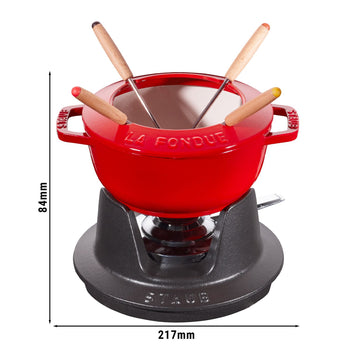 STAUB | SPECIALITIES - Zestaw do fondue - Ø 160mm - Żeliwo - Wiśniowa czerwień - Prime Gastro