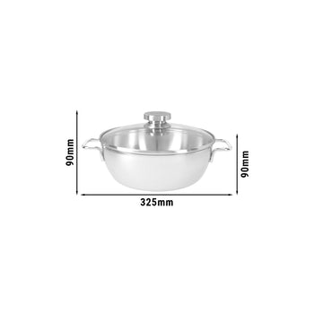 DEMEYERE | APOLLO 7 - patelnia do duszenia stożkowa ze szklaną pokrywką - Ø 240 mm - stal nierdzewna - Prime Gastro