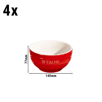 STAUB | CERAMIQUE - Zestaw misek, 4 części - Ø 140 mm - ceramika - wiśniowa czerwień - Prime Gastro
