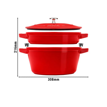 STAUB | STACKABLE SET - zestaw Garnków do gotowania - 2 szt - Ø 240mm - żeliwo - wiśniowa czerwień - Prime Gastro