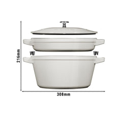 STAUB | STACKABLE SET - Zestaw garnków do gotowania - 2 szt - Ø 240mm - żeliwo - biała trufla