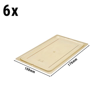 (6 szt.) CAMBRO | H-PAN™ - Żaroodporne płaskie pokrywki GN 1/1 - Bursztynowe - Prime Gastro