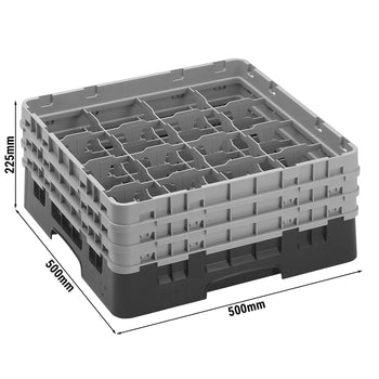 CAMBRO | CAMRACK® - kosz do mycia szklanek 1/1 z 3 przedłużkami - 500x500mm - 16 przegródek - Czarny - Prime Gastro