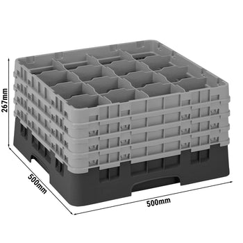 CAMBRO | CAMRACK® - kosz do mycia szklanek 1/1 z 4 przedłużkami - 500x500mm - 16 przegródek - Czarny - Prime Gastro