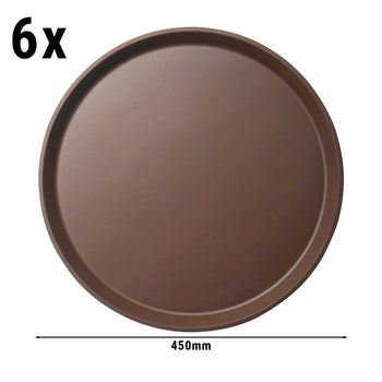 (6 szt.) CAMBRO | CAMTREAD® - Taca z włókna szklanego - okrągła - ø 450 mm - wysoki profil - brązowa - Prime Gastro