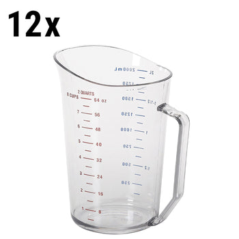(12 szt.) CAMBRO | CAMWEAR® - Poliwęglanowy dzbanek z miarką - 2 litry - Przezroczysty - Prime Gastro