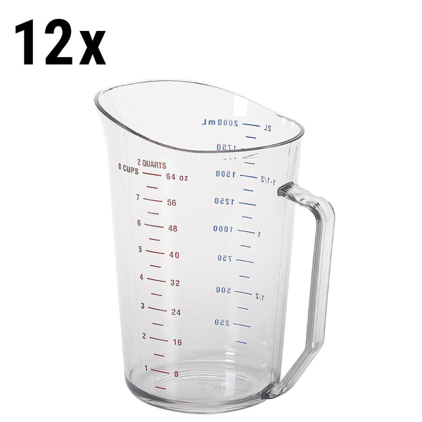 (12 szt.) CAMBRO | CAMWEAR® - Poliwęglanowy dzbanek z miarką - 2 litry - Przezroczysty - Prime Gastro