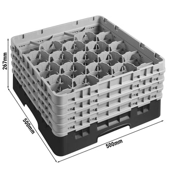 CAMBRO | CAMRACK® - kosz do mycia szklanek 1/1 z 4 przedłużkami - 500x500mm - 20 przegródek - Czarny - Prime Gastro