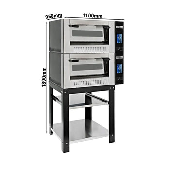 Gazowy piec do pizzy - 8 x 30 cm - Cyfrowy - włącznie z ramą podstawy - Prime Gastro