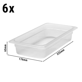 (6 sztuk) CAMBRO | Pojemniki GN z polipropylenu 1/3 - mleczne - wysokość: 65 mm - Prime Gastro