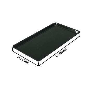 Prostokątna taca prezentacyjna - Czarny - Bez BPA - 265 x 487 x 17 mm | Taca ekspozycyjna | Taca na ladę | Taca na ciasto | Taca na ladę | Taca na mięso | Taca | Taca na ciasto - Prime Gastro