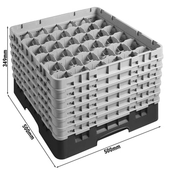 CAMBRO | CAMRACK® - kosz do mycia szklanek 1/1 z 6 przedłużkami - 500x500mm - 36 przegródek - Czarny - Prime Gastro