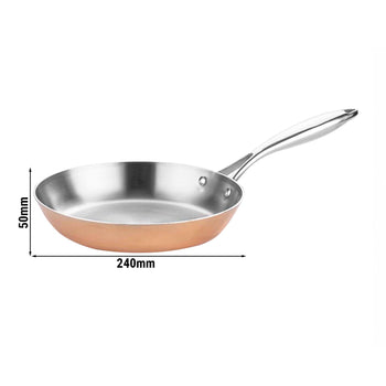 Trójwarstwowa patelnia do smażenia z miedzi - trójwarstwowa konstrukcja ze stali nierdzewnej, aluminium & miedzi - Ø 240 mm - Prime Gastro
