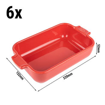 (6 sztuk) PEUGEOT | APPOLIA - Naczynie ceramiczne do zapiekania - prostokątne - czerwone -220mm - Prime Gastro