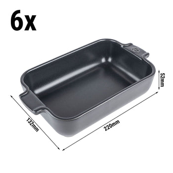 (6 sztuk) PEUGEOT | APPOLIA - Naczynie ceramiczne do zapiekania - prostokątne - łupkowo-szare - 220mm - Prime Gastro