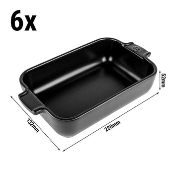 (6 sztuk) PEUGEOT | APPOLIA - Naczynie ceramiczne do zapiekania - prostokątne - satynowa czerń - 220mm - Prime Gastro