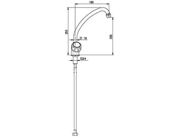 Kran mieszający z jednym otworem 9000 - z obrotowym kranem & 2 zaworami mieszającymi - Prime Gastro